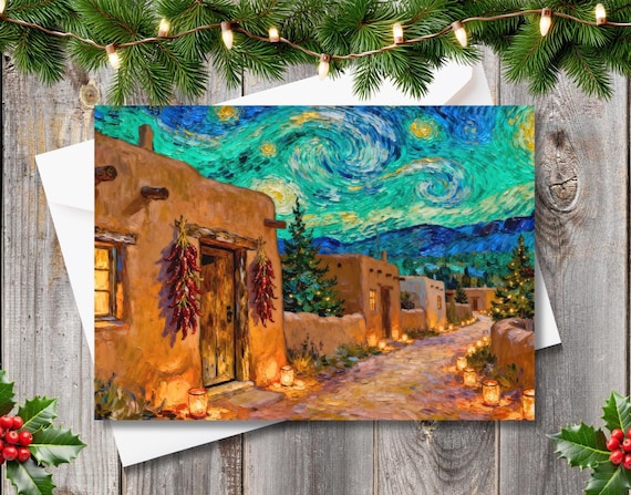 Santa Fe Christmas Cards: New Mexico Southwestern Xmas Greeting Cards