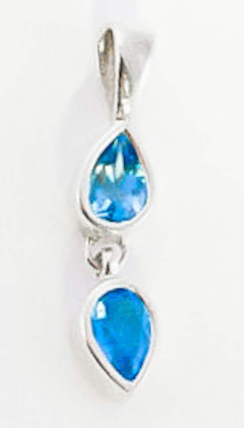 Handcrafted Sterling Silver Topaz Dangle Pendant