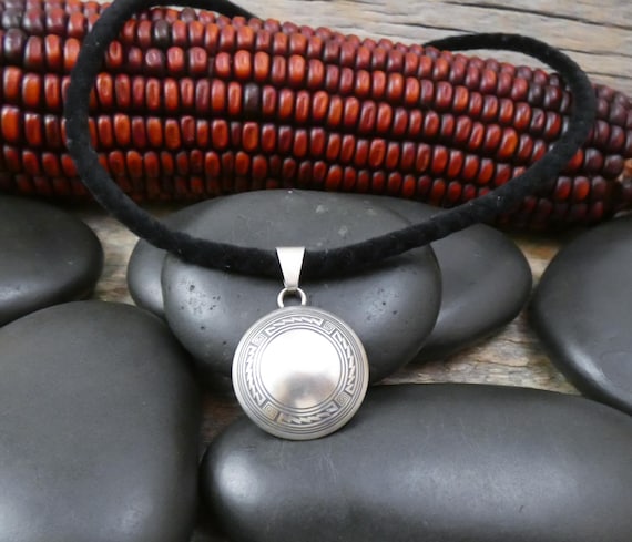 Navajo Sterling Silver Southwestern Concho Pendant & Rope Necklace