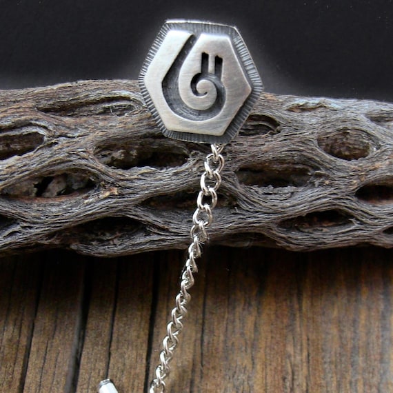Hopi Sterling Silver Quail Symbol Tie Tack, Native American Hat Pin