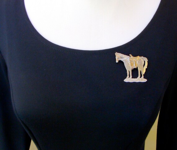 Navajo Horse Brooch Pin 12KGF Silver Horse Lover Gift Pin For Women