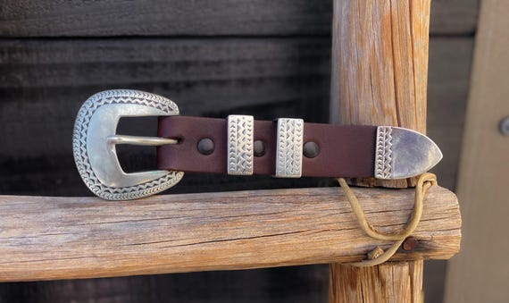 Sterling Silver Native American Navajo 4 Piece Ranger Buckle Set, Gift For Him