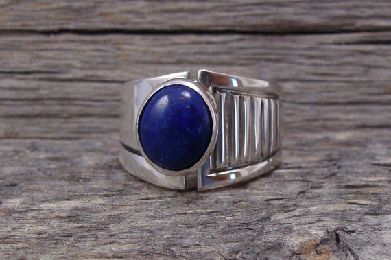 Native American Navajo Sterling Silver Lapis Ring Size 8 9 | Etsy