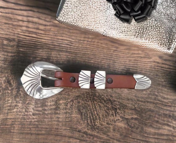 Silver Ranger Buckle Native American Navajo 4 Piece Sterling Silver Buckle Gift For Dad