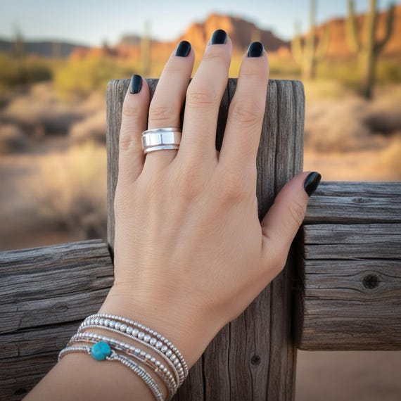 Thick Sterling Silver Wedding Anniversary Stacking Band Ring Size 7