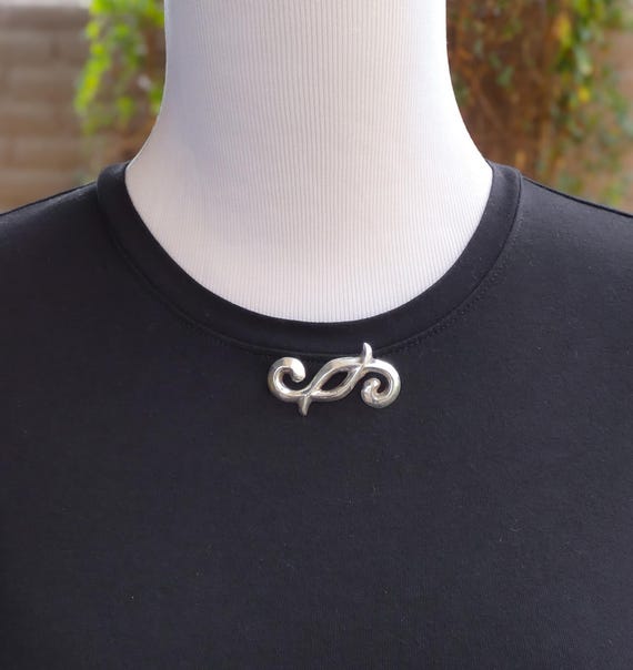Native American Navajo Sandcast Sterling Silver Swirl Brooch Pin By Francis Jones Signed