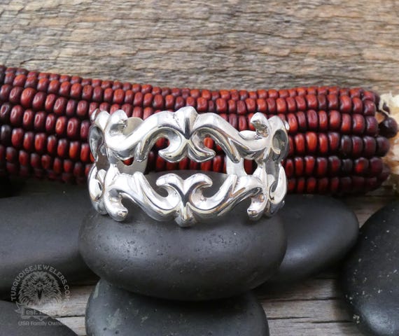 RARE Native American Navajo Silver Sandcast Bracelet