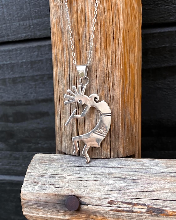 Navajo Sterling Silver Kokopelli Pendant and Chain