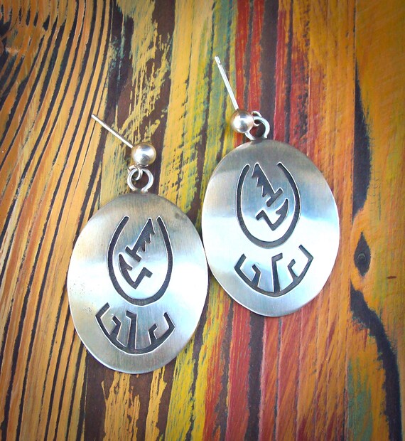 Native American Hopi Sterling Silver Dangle Earrings