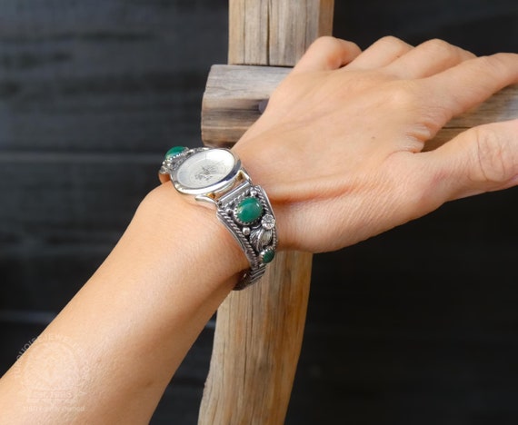Native American Sterling Silver Malachite Women's Watch
