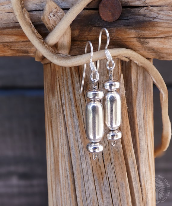Navajo Bead Earrings 925 Sterling Silver Bead Dangle Earrings For Women