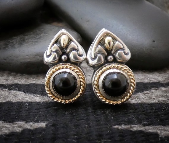 Handmade Gifts, 12KGF Sterling Silver Onyx Drop Earrings