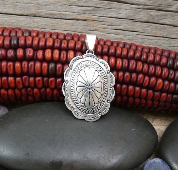 Navajo Sterling Silver Pendant Gift For Women Native American Concho Pendant for Mom