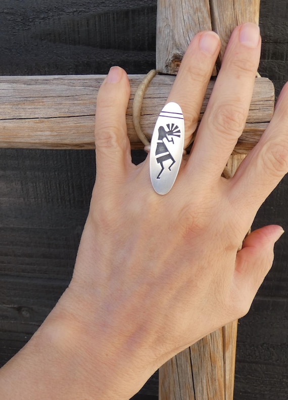 Native American Vintage Hopi Sterling Silver Kokopelli Ring Size 6