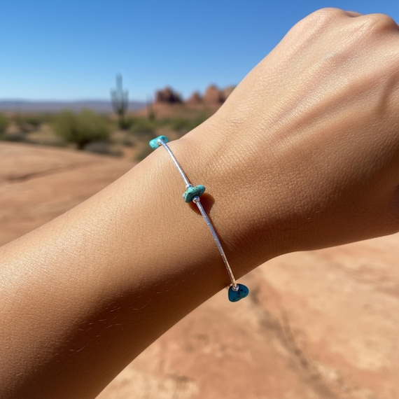 Liquid Silver Turquoise Nugget Bead Bracelet