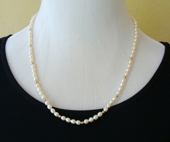 Pearl Necklace, Freshwater Pearl Necklace, Vintag… - image 1