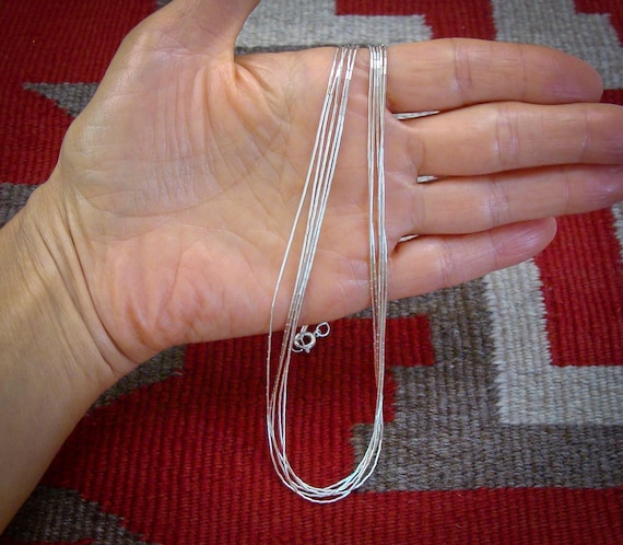 Native American Liquid Silver Necklace 20 Inch, 5 Strand Bead Necklace