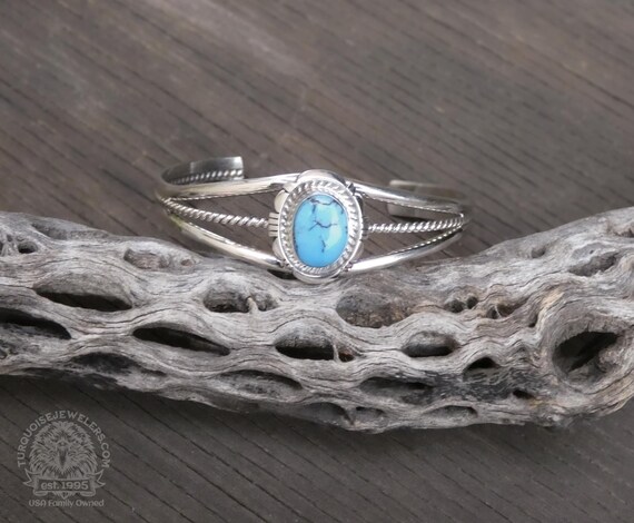 Native American Navajo Sterling Silver Golden Hill Turquoise Cuff, Gift For Wife