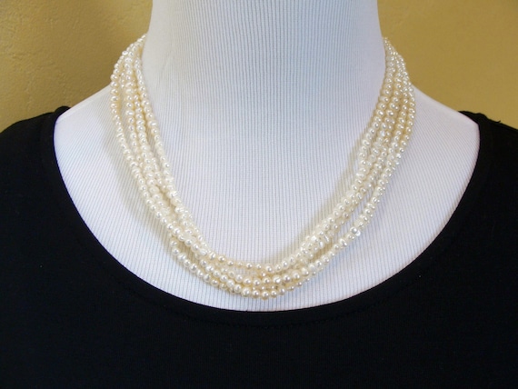 Genuine 5 Strand Freshwater Pearl Necklace & Bracelet Set Gift For Bride