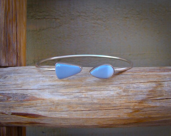 Handmade Boulder Opal Bracelet Sterling Silver Australian Opal Wire Bracelet