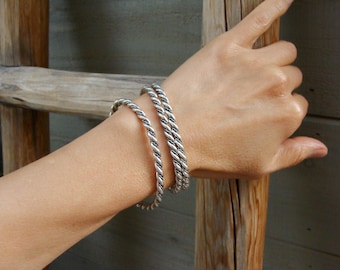 Navajo Sterling Silver Rope Twist Bracelet for Women