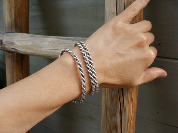 Navajo Sterling Silver Rope Twist Bracelet for Women