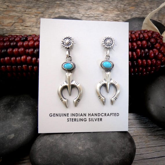 Navajo Turquoise Earrings Sterling Silver Dangle Earrings For Women, Gift For Mom
