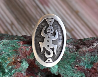 Hopi Handmade Snake Symbol Sterling Silver Unisex Cuff Bracelet