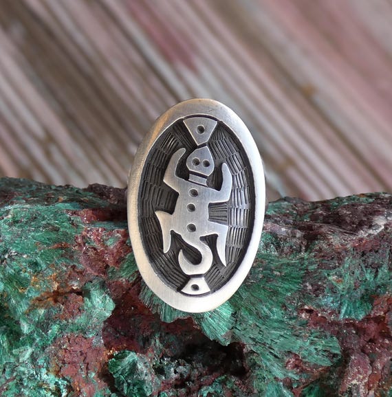 RARE Vintage Hopi Sterling Silver Gecko Ring Size 6 By Fernando Puhuhfvaya