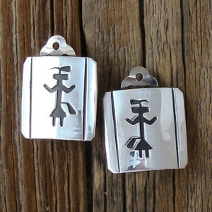 Clip On Earrings Silver Navajo Yei Kachina Clip-On Earrings For Mom Gift
