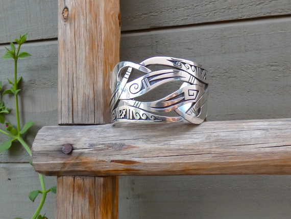 HEAVY Unisex Native American Hopi Sterling Silver… - image 9
