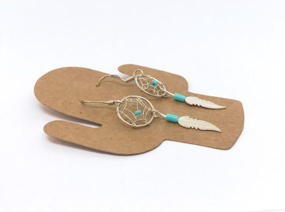 Sterling Silver Turquoise Navajo Dreamcatcher Earrings