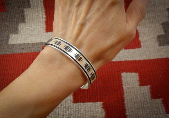 Native American Navajo 14K Gold Sterling Silver Bracelet