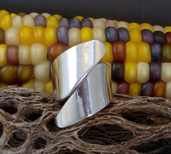 Contemporary Silver Spoon Ring, Native American Navajo Silver Adjustable Ring, Plain Silver Women's Ring