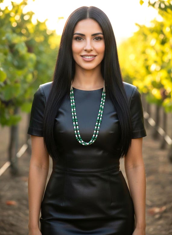 Santo Domingo Malachite Bead Necklace: Vintage Layered 2-Strand 30" Necklace