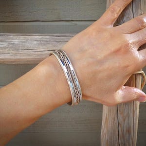 Native American 12KGF Gold Braided Sterling Silver Cuff Bracelet By Tahe, Handmade Gift