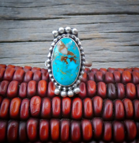 Navajo Sterling Silver Kingman Turquoise Ring Size 6.25 Women's, Gift For Her, Handmade Jewelry Gift
