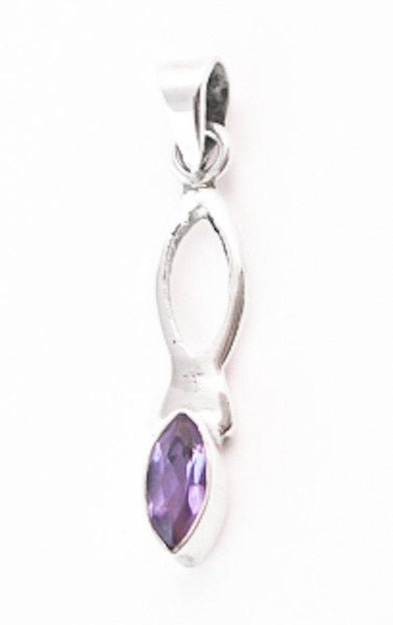 Delicate Amethyst Sterling Silver Pendant, Handmade Jewelry Gift For Her