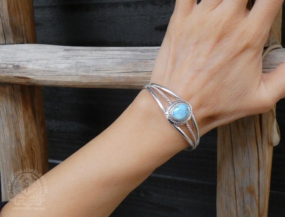 Native American Navajo Sterling Silver Golden Hill Turquoise Bracelet, Gift For Her