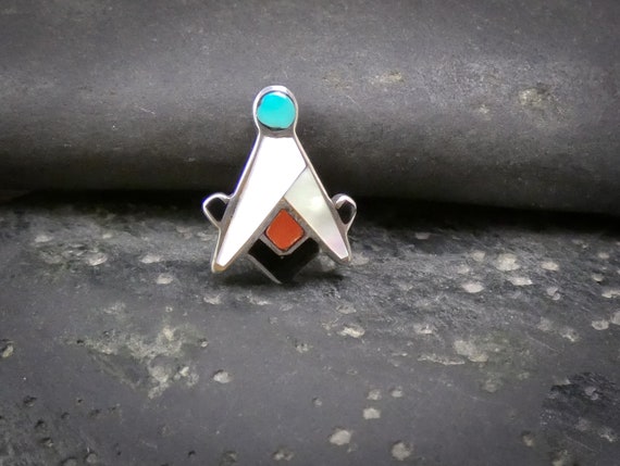 Zuni Sterling Silver Turquoise Mother of Pearl Coral … - Gem