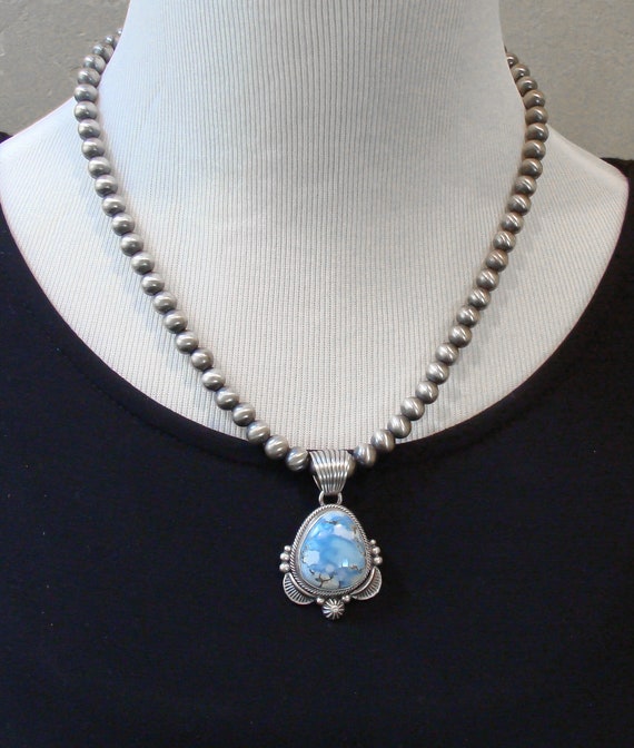 Native American Sterling Silver Oxidized Bead Necklace, Handmade Gift, Handmade Gift