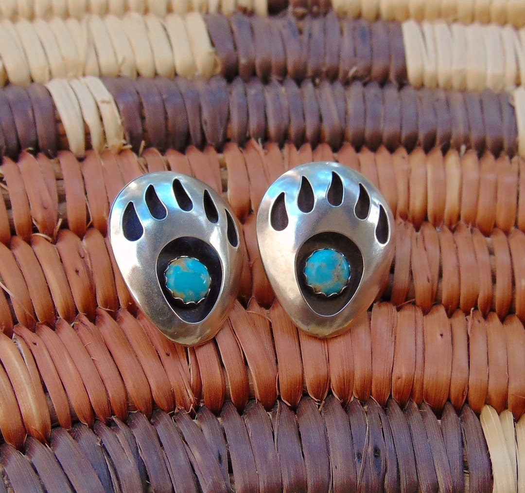 Authentic Native American Vintage Navajo Sterling Silver Bear Paw ...