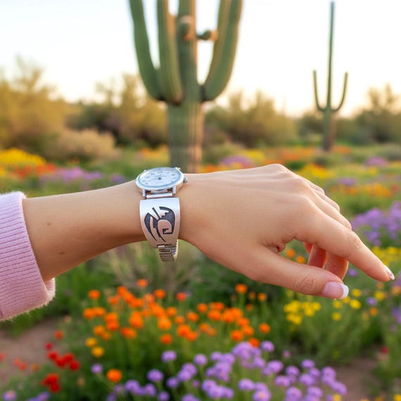 Hopi Sterling Silver Watch Band For Women Adjustable Size