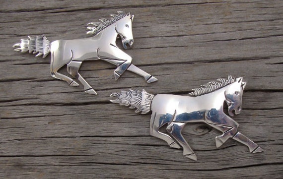 Navajo Native American Horse Pin Western Cowboy Glenn Sandoval GS Estate Find