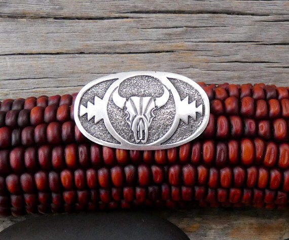 Navajo Sterling Silver Steer Skull Brooch Pin Navajo, Native American Indian Jewelry