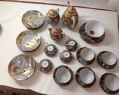 Royal Satsuma Rare Antique signed Japanese Meiji period 1800s Egg Shell Porcelain Tea Set, Dragons and Warrior Gods.