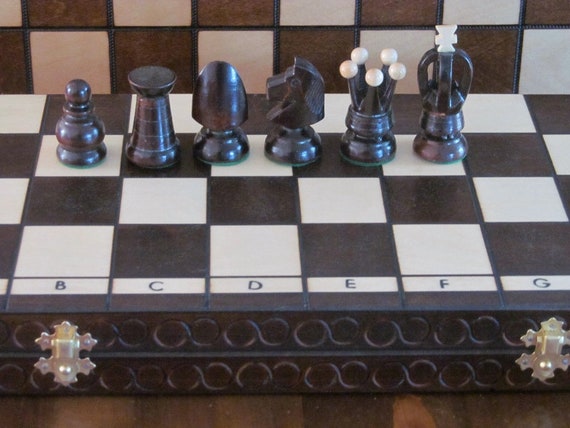 Hand Crafted Royal Wooden Chess Set 44cm x 44cm