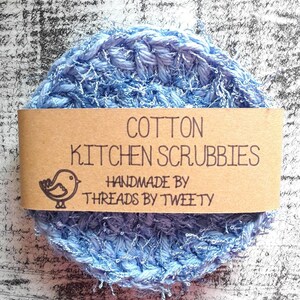 Light blue kitchen scrubbies. Set of 2. Large Dish Scrubby, eco-friendly, reusable, durable. Also good for cleaning bathtub.