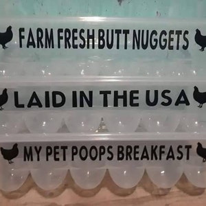 One egg container, Farm decor, funny kitchen, container, butt nugget, crazy chicken, rustic decor, chicken gift. Farmhouse decor.