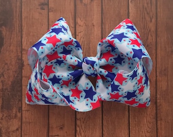 4th of July hairbow, boutique bow, summer bow, July 4th bow, July 4th hairbow, red white and blue bow, patriotic bow, patriotic hairbow